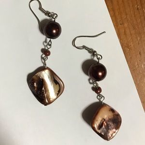 Brown Beaded Earrings